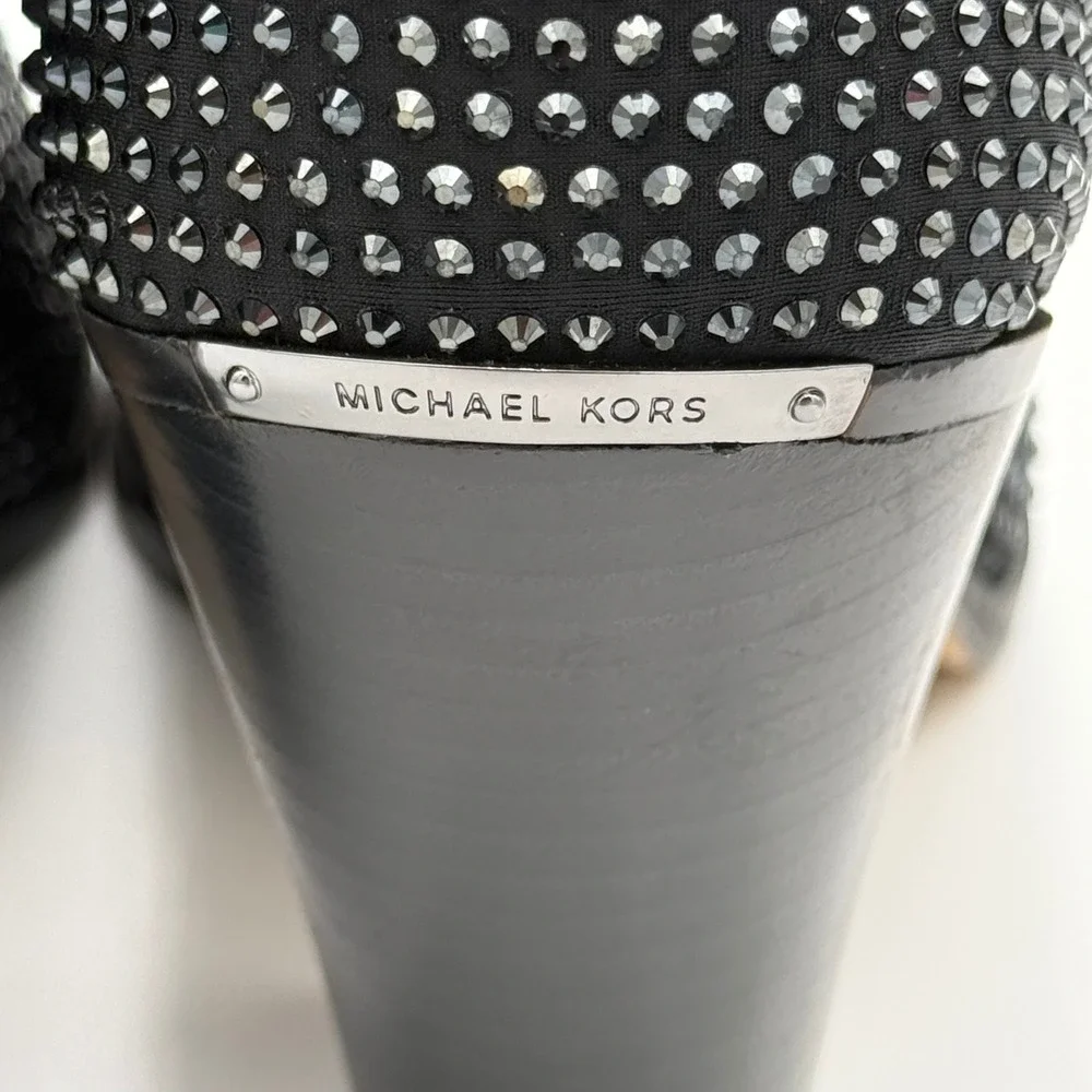 Michael Kors Dover Embellished Scuba Boot Rhinestone Pointed Toe Heels SZ 8 NWOT - Picture 9 of 15
